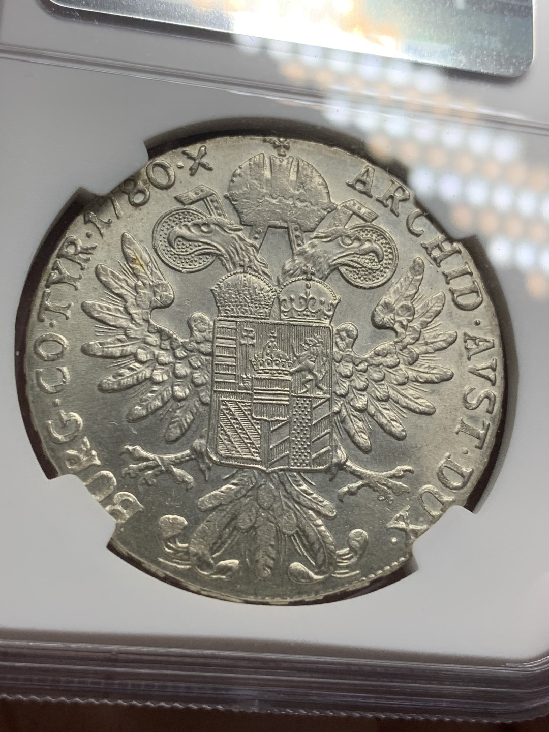 《竞宝斋》第73场-本周日，周一2场连拍（全场不限金额包邮） NGC-MS62 双须版 奥地利 1780年 玛丽亚特蕾莎泰勒大银币 早期后铸 银光满满好状态