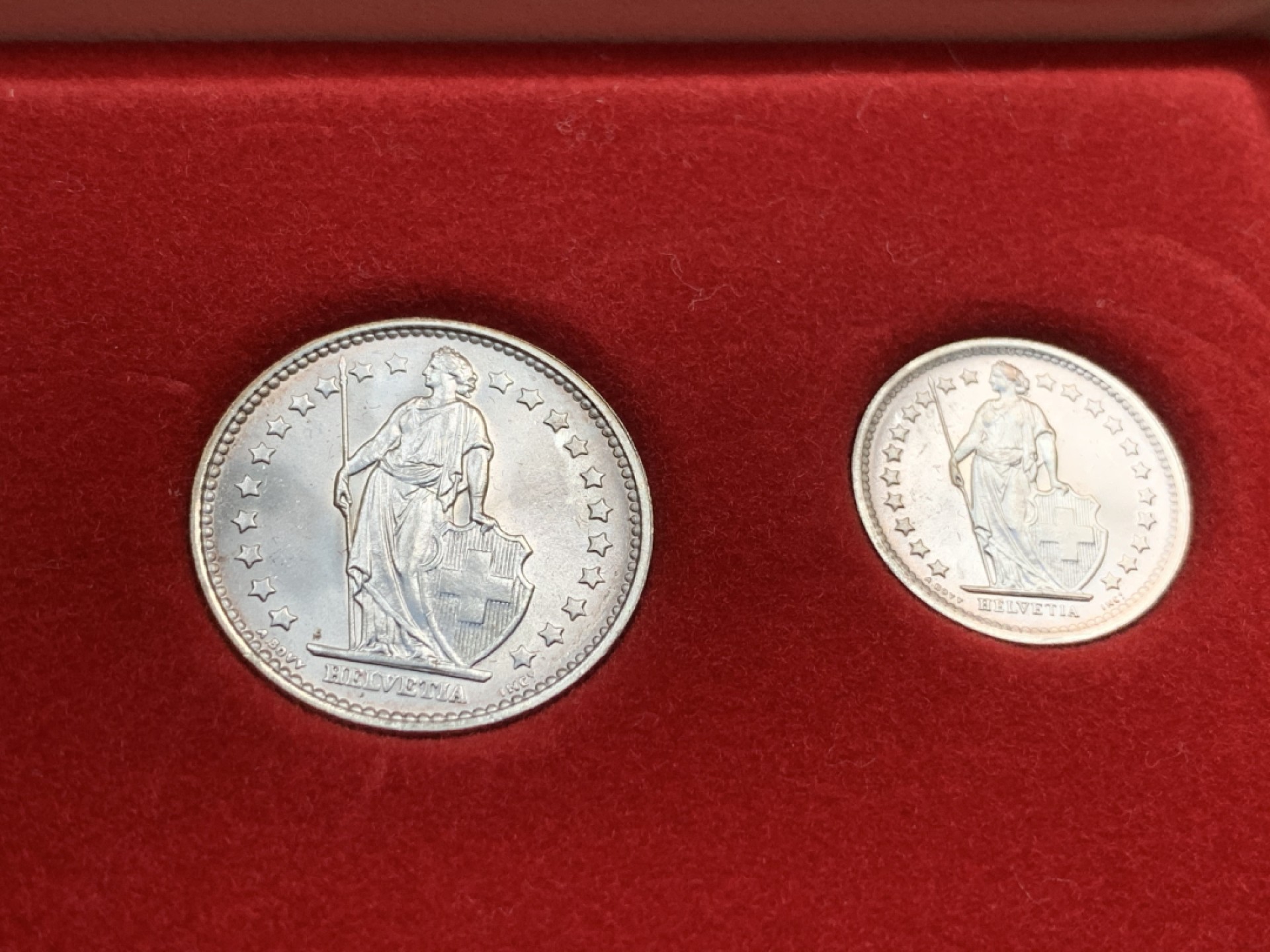 《竞宝斋》第73场-本周日，周一2场连拍（全场不限金额包邮） 瑞士1965/66年套币9枚 其中4枚大的是银币 全部BU级别品相