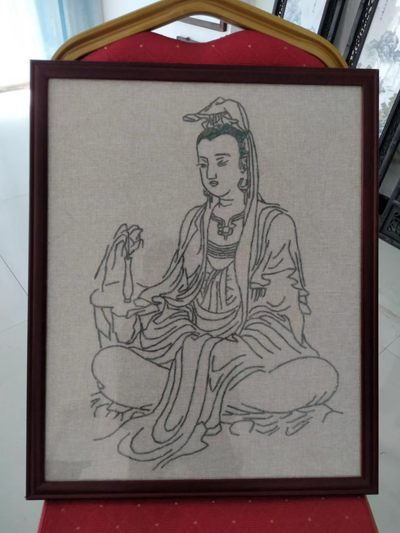 鸣轩坊收藏~铜钱贴画 - 杨枝观音