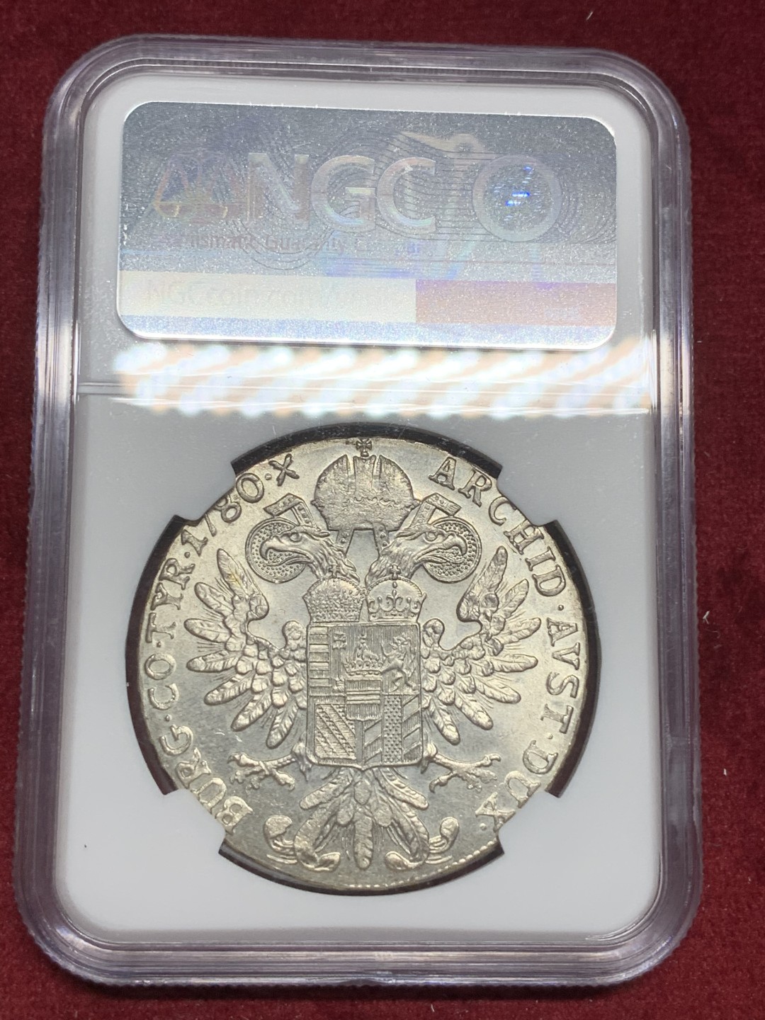 《竞宝斋》第73场-本周日，周一2场连拍（全场不限金额包邮） NGC-MS62 双须版 奥地利 1780年 玛丽亚特蕾莎泰勒大银币 早期后铸 银光满满好状态