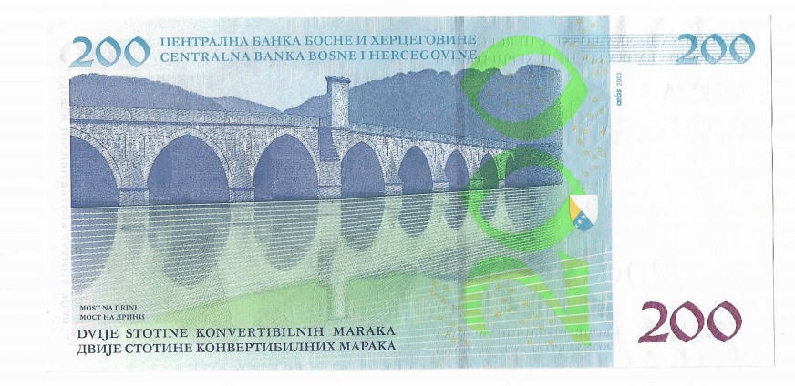 新纪元！【Blue Auction】✨世界纸币精拍第201期【精】    【AA冠 无47】波黑 2002年200马克最高值 全新UNC 精美  