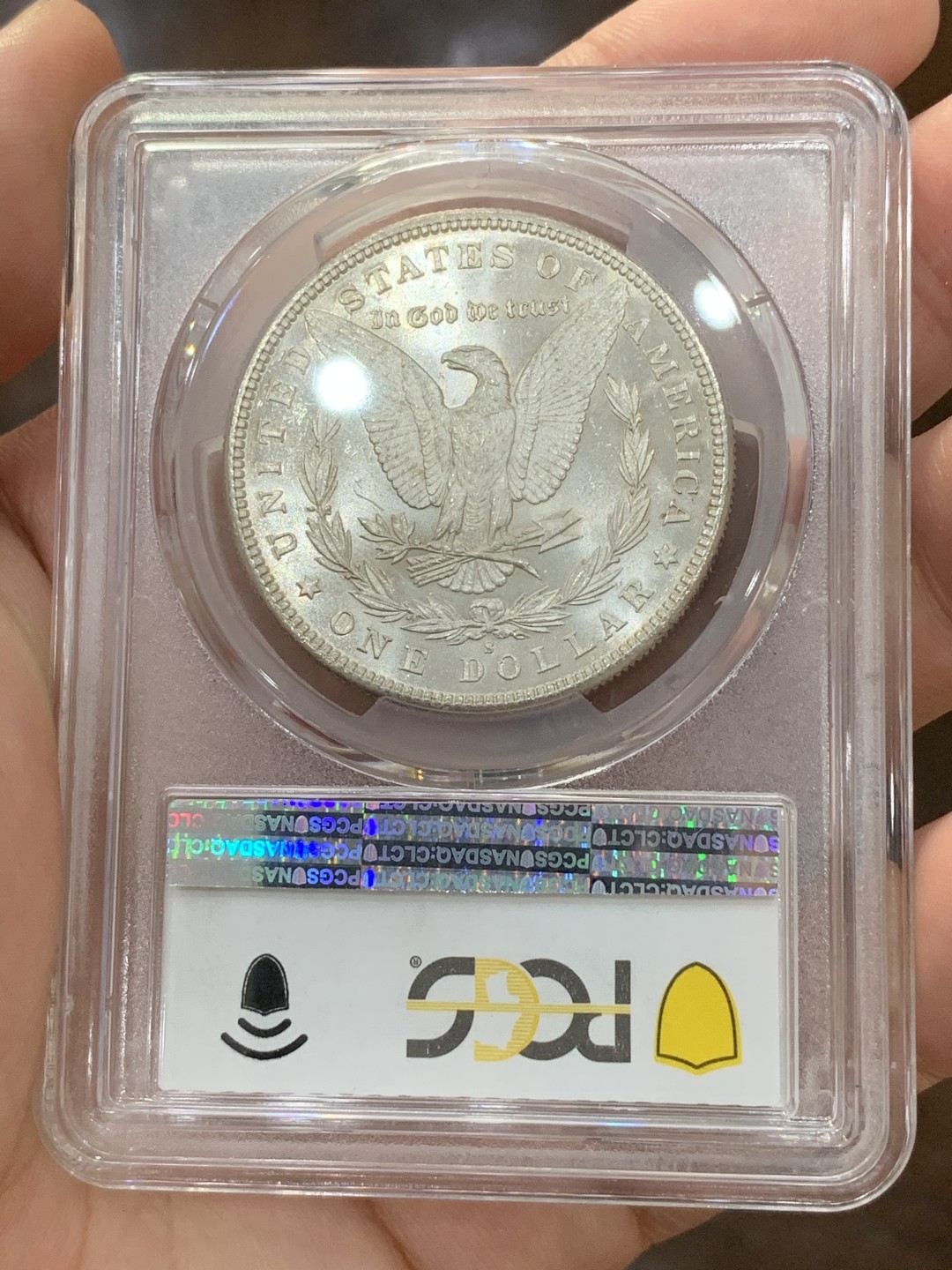 《竞宝斋》第73场-本周日，周一2场连拍（全场不限金额包邮） PCGS MS64 1881年 美国摩根一美元银币 旧金山s厂 原卷出品 美国评级 BU转光