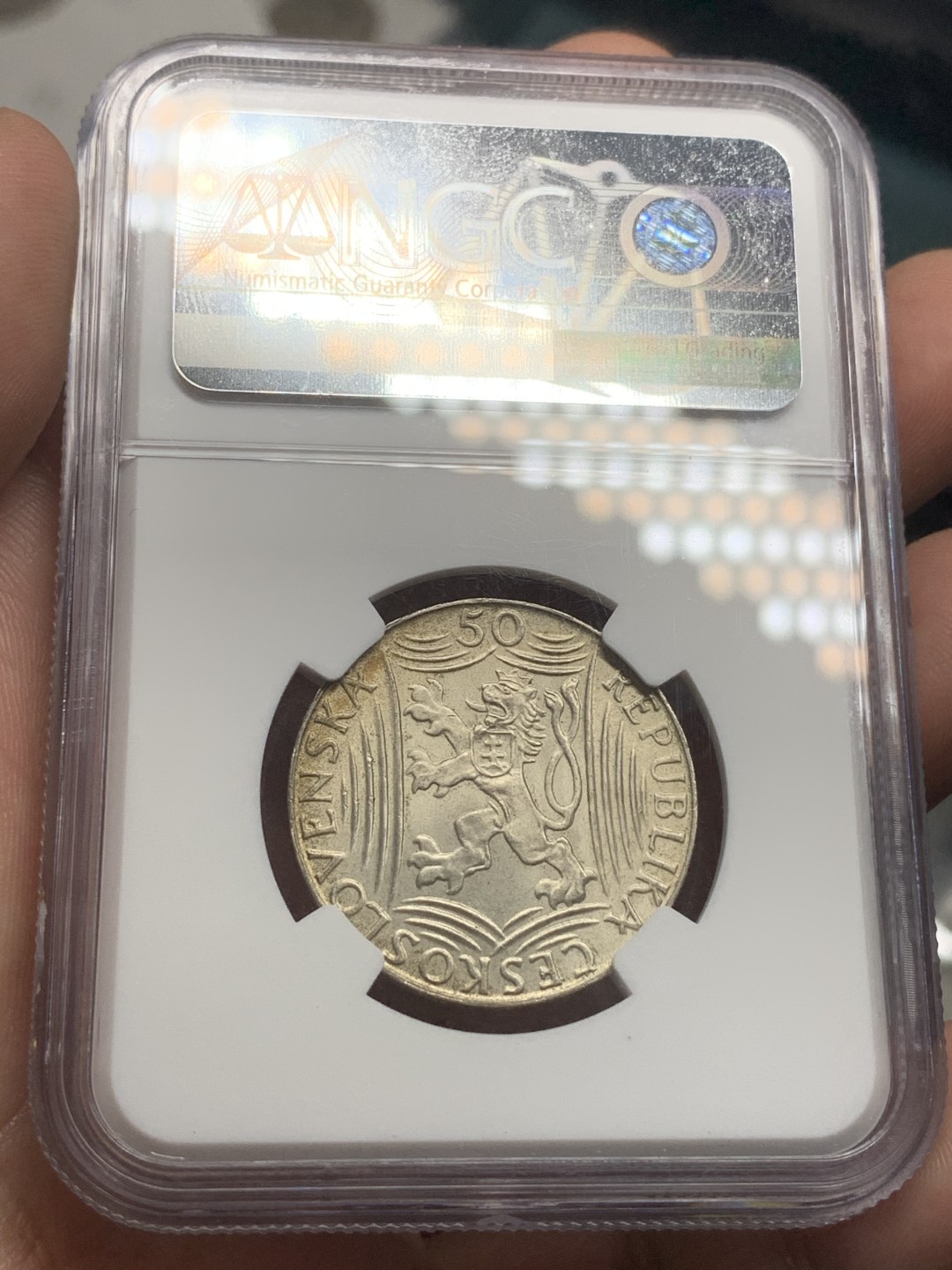 《竞宝斋》第73场-本周日，周一2场连拍（全场不限金额包邮） NGC-MS63 1949年 捷克斯洛伐克 斯大林诞辰70周年纪念银币