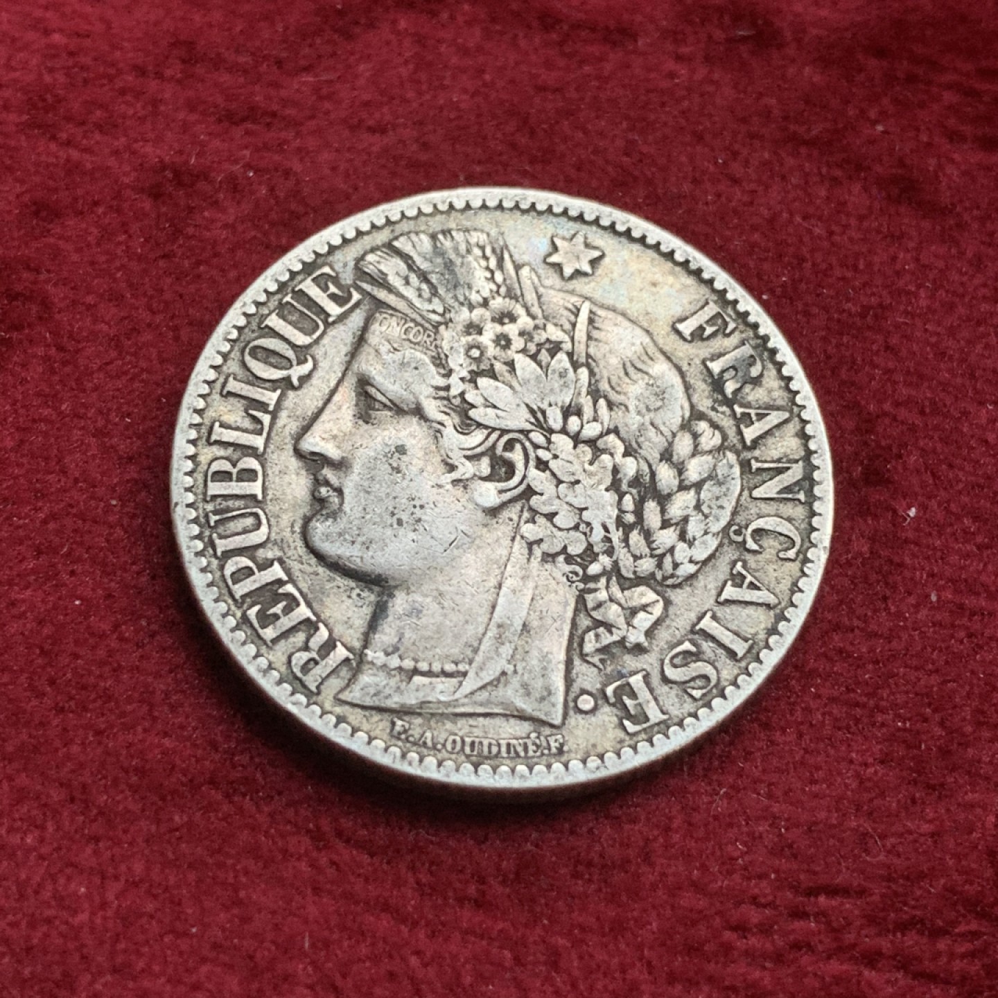 《竞宝斋》第73场-本周日，周一2场连拍（全场不限金额包邮） 法国1888年谷物女神2法郎 银币 老包浆 发财年份