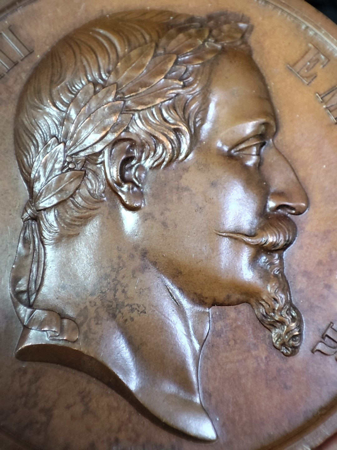 gush小明220713 法国1870拿破仑三世农业铜章 高浮雕，巧克力色，品相很好，巴黎造币厂蜜蜂边铭