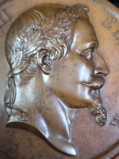 gush小明220713 法国1870拿破仑三世农业铜章 高浮雕，巧克力色，品相很好，巴黎造币厂蜜蜂边铭