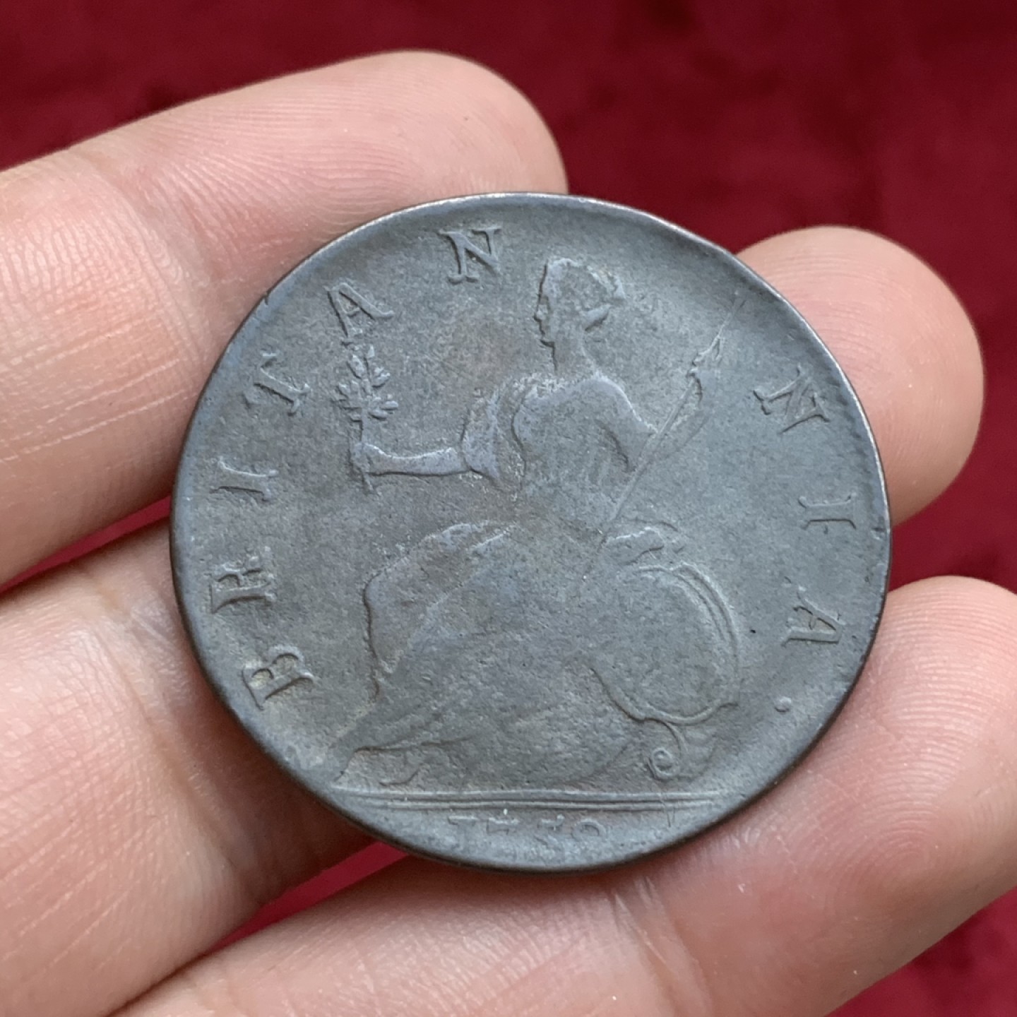 《竞宝斋》第73场-本周日，周一2场连拍（全场不限金额包邮） 英国1750年乔治二世1便士美品 英系早期难觅裸币品种