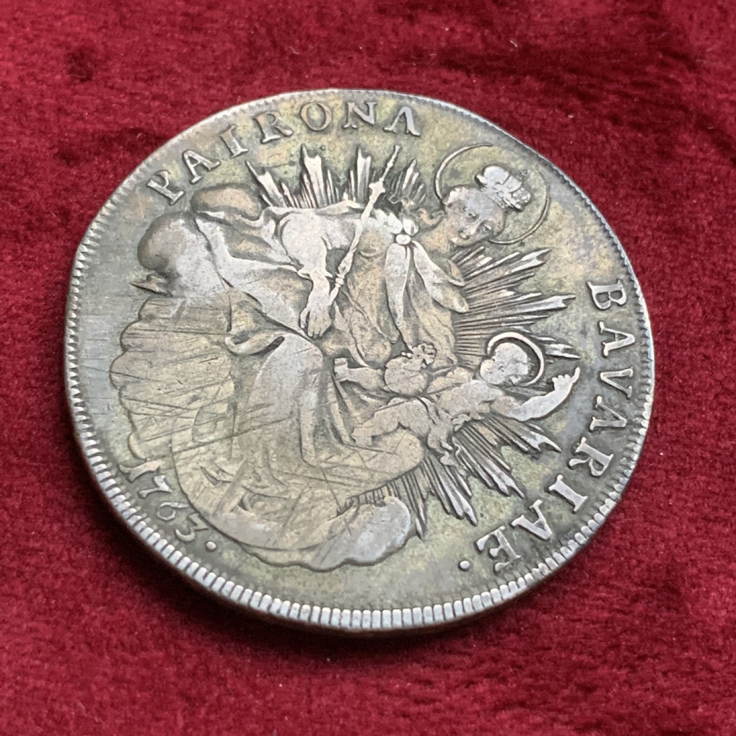 《竞宝斋》第73场-本周日，周一2场连拍（全场不限金额包邮） 德国巴伐利亚1763年圣母抱婴大泰勒银币 原味老包浆