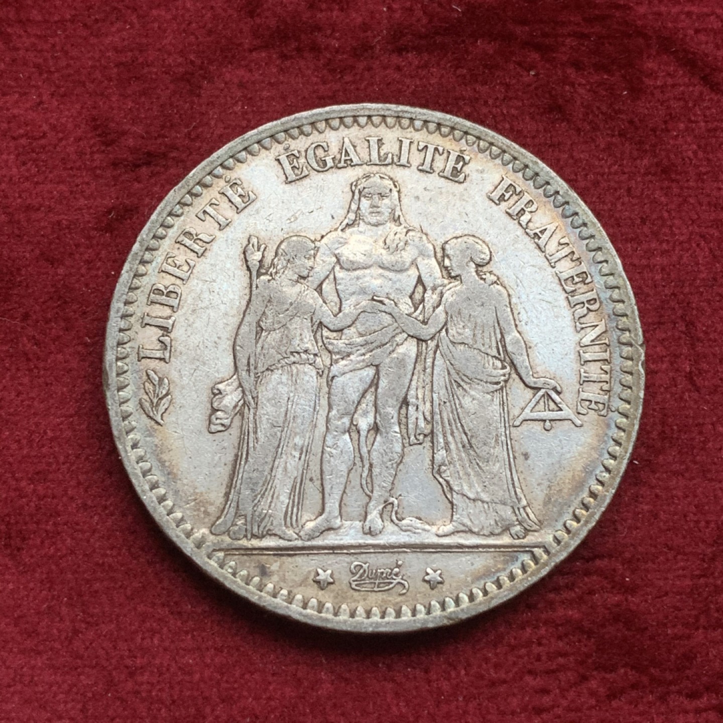 《竞宝斋》第73场-本周日，周一2场连拍（全场不限金额包邮） 法国1876-A年 大力神 5法郎 大银币 五彩包浆