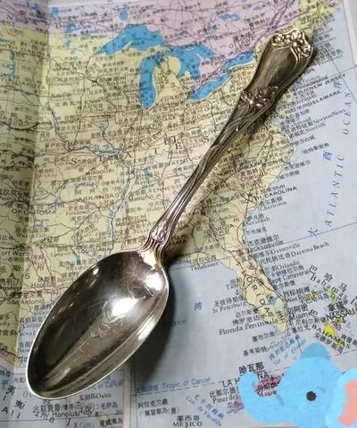 gush小明220713 1910欧美古董花卉艺术银勺