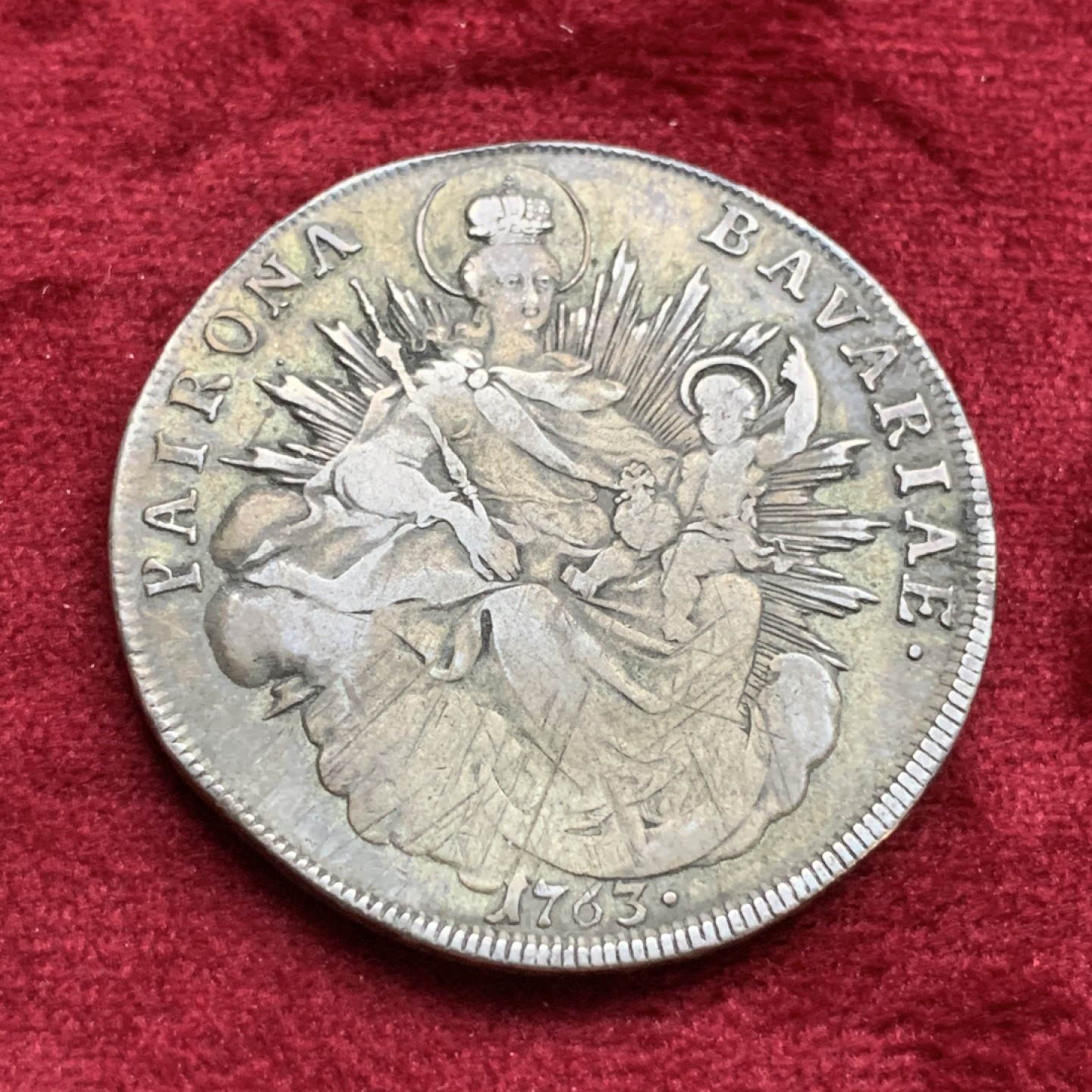 《竞宝斋》第73场-本周日，周一2场连拍（全场不限金额包邮） 德国巴伐利亚1763年圣母抱婴大泰勒银币 原味老包浆