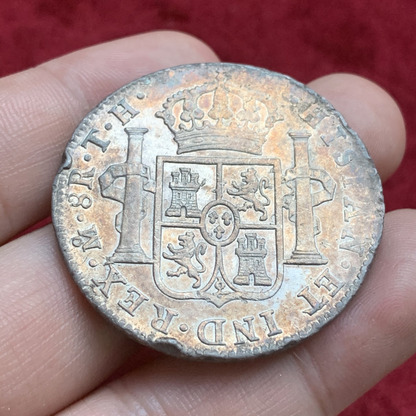 《竞宝斋》第73场-本周日，周一2场连拍（全场不限金额包邮） 西属 墨西哥 1806年 8R 双柱 银币 光度细节不错，具体见图