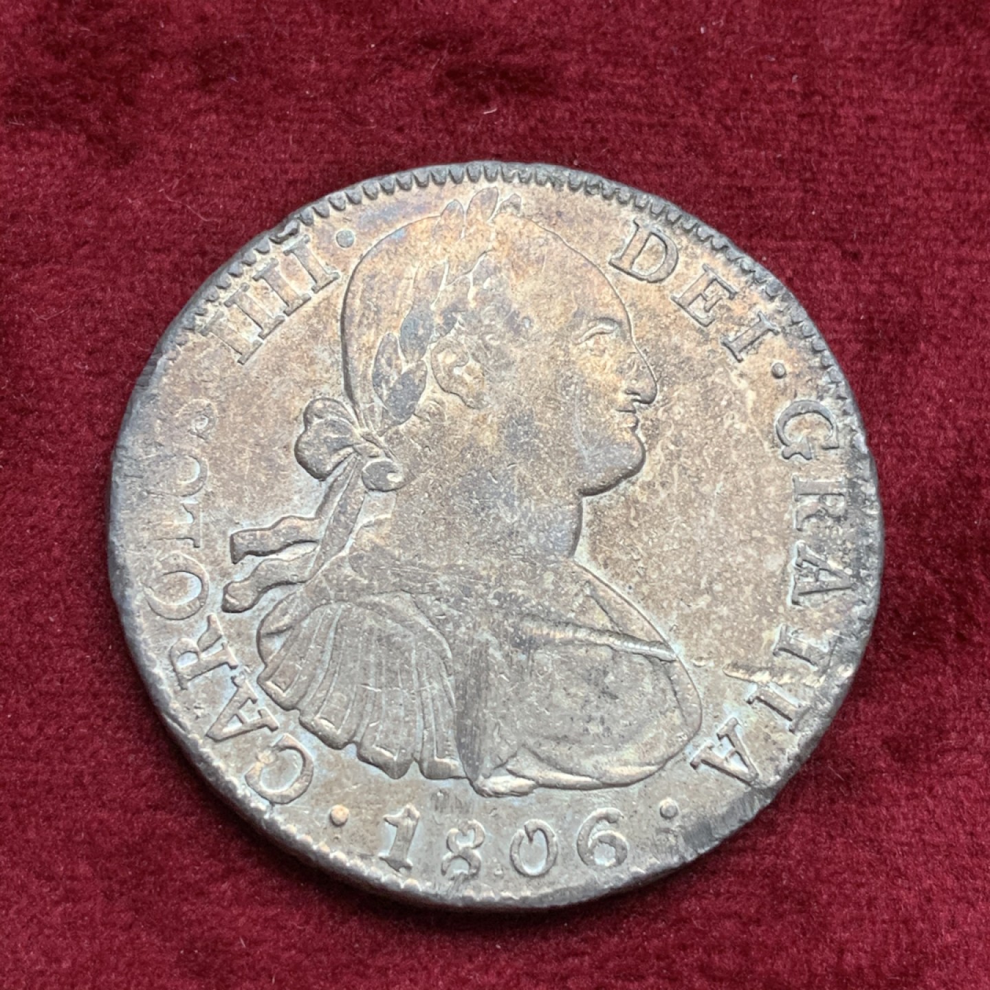 《竞宝斋》第73场-本周日，周一2场连拍（全场不限金额包邮） 西属 墨西哥 1806年 8R 双柱 银币 光度细节不错，具体见图