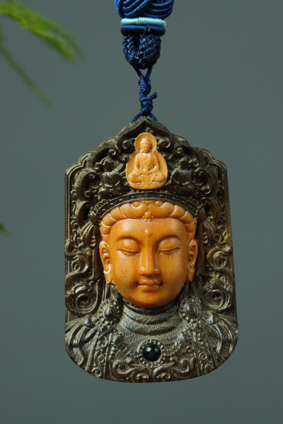 金丝楠阴沉木观音普度投影款挂件