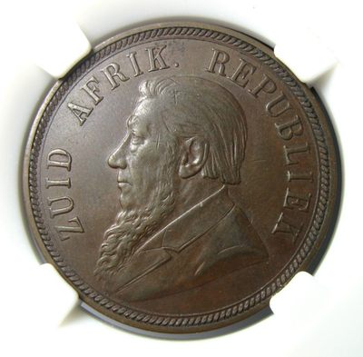 南非德兰士瓦共和国铜币,1便士1898,棕色铜币,保罗克留格尔,规格:约30mm,9.3g - 南非德兰士瓦共和国铜币,1便士1898,棕色铜币,保罗克留格尔,规格:约30mm,9.3g