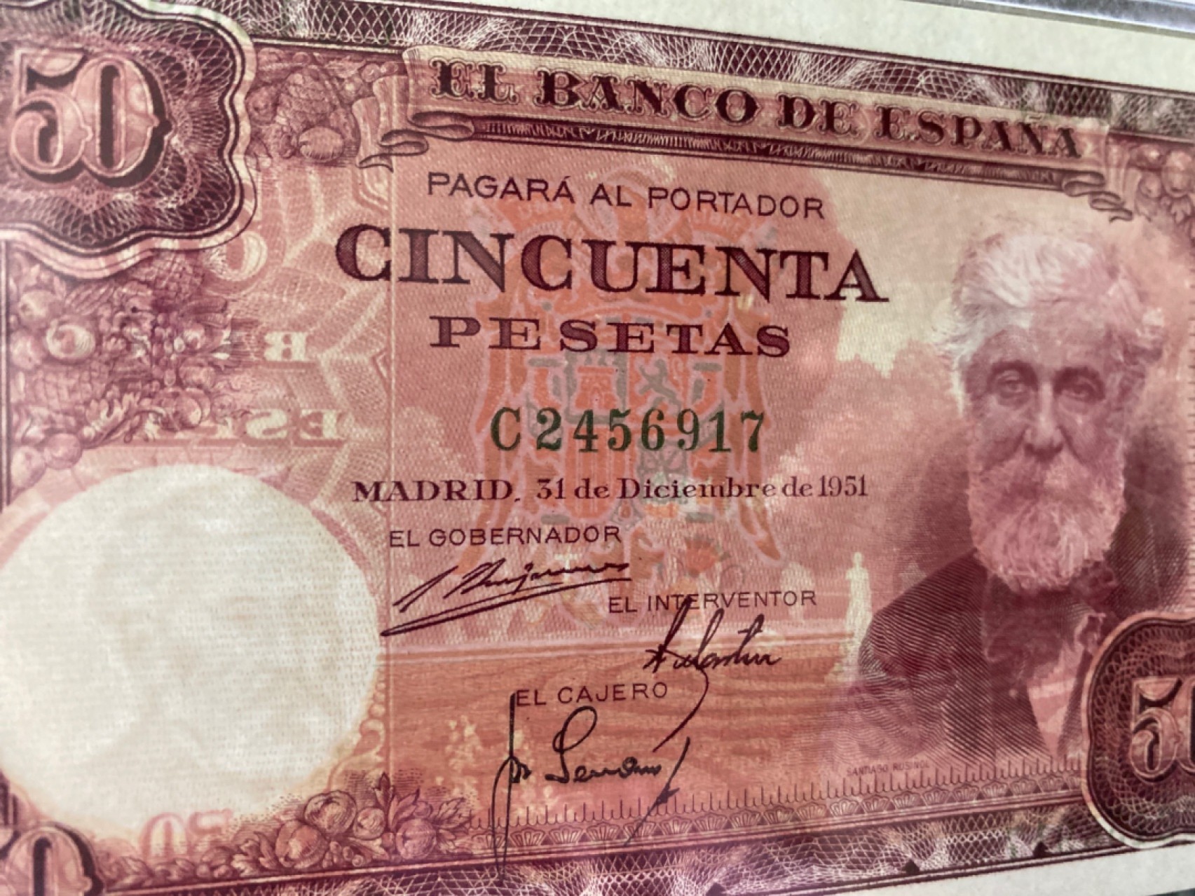收藏联盟Quantum Auction 第175期拍卖 1951年西班牙50里亚尔 PMG58