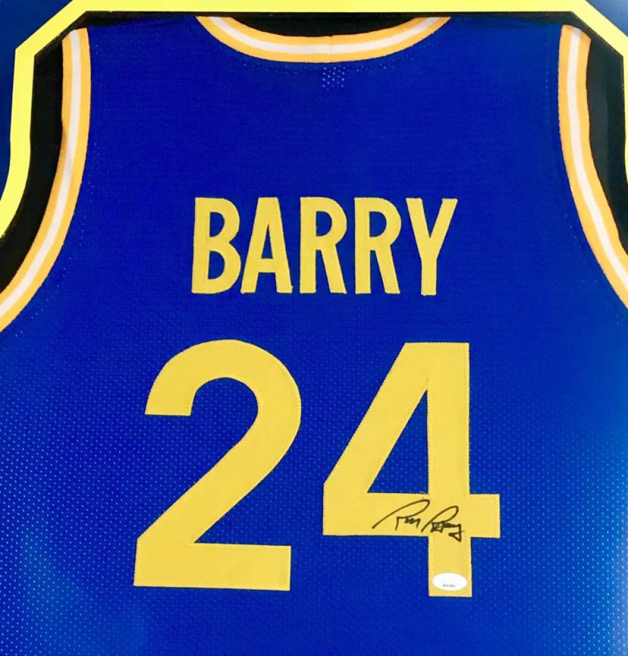 零元拍：NBA75大巨星 勇士名宿 里克 巴里亲笔签名球衣 已做精美装裱 JSA公司亲笔签名鉴定认证标+证书