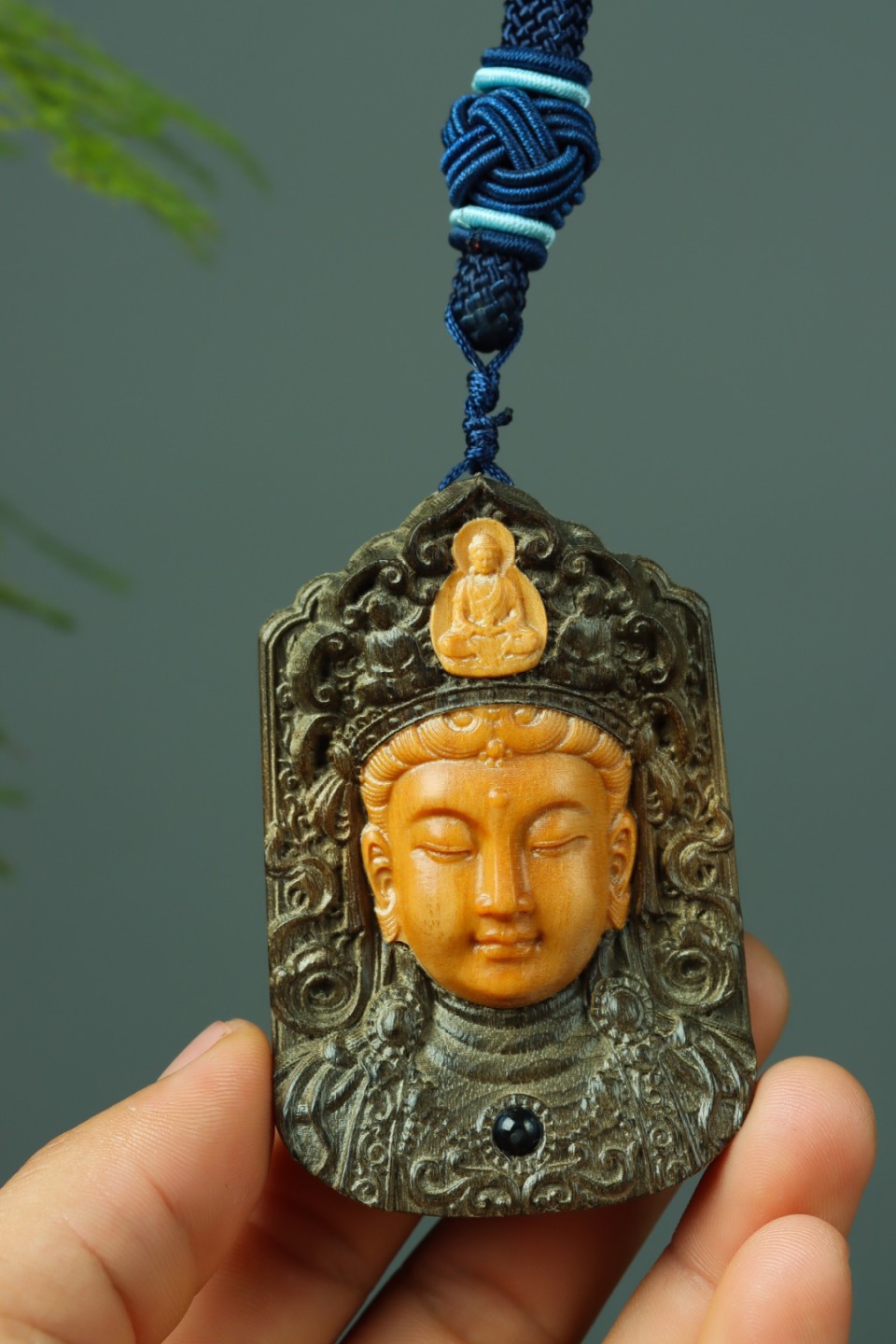 金丝楠阴沉木观音普度投影款挂件