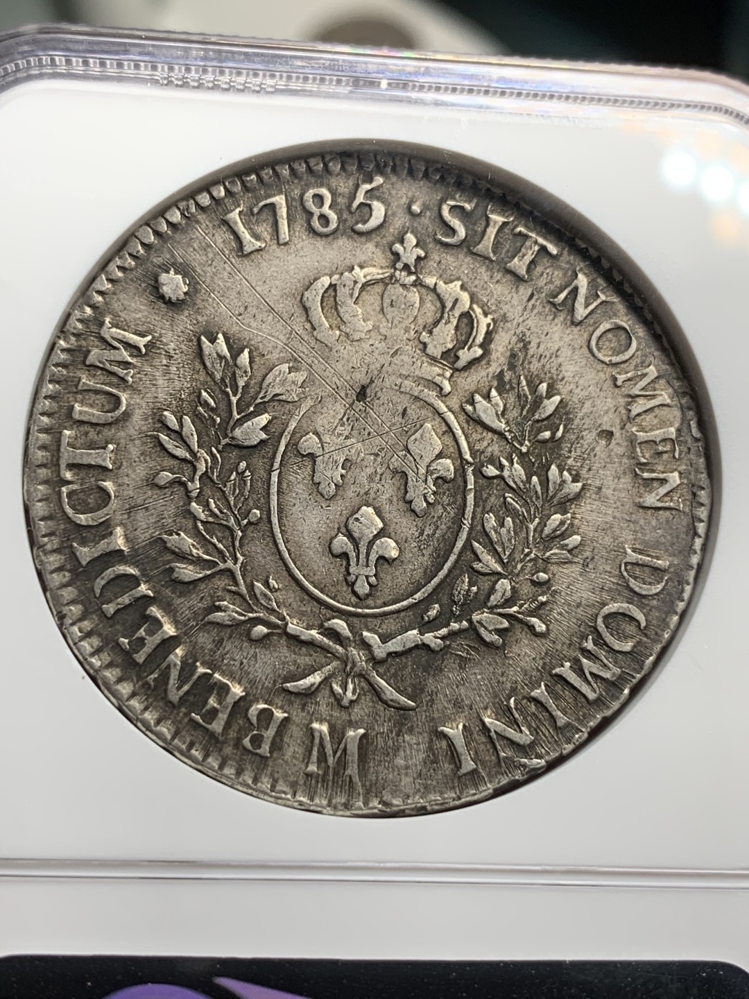 《竞宝斋》第74场-套币裸币专场 本周日，周一，周四.3场连拍（全场不限金额包邮） NGC-XF 法国 1785-M年图卢兹 路易十六 老埃居 大银币 一流味道