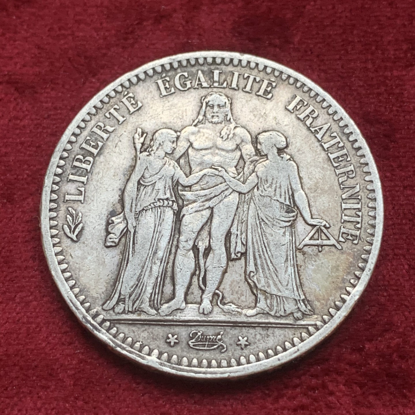 《竞宝斋》第74场-套币裸币专场 本周日，周一，周四.3场连拍（全场不限金额包邮） 法国1849年早期大力神5法郎 原味很舒服