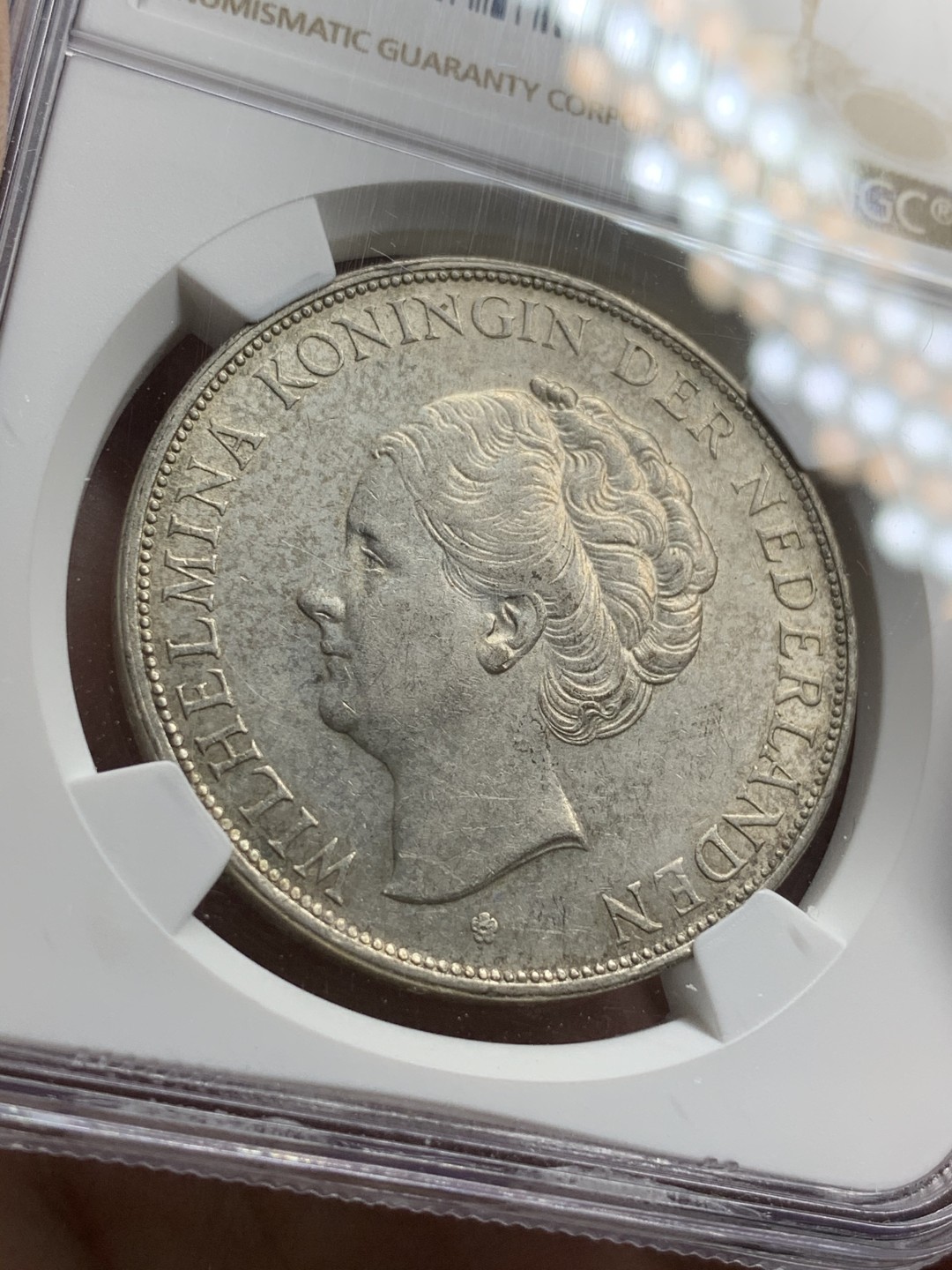 《竞宝斋》第74场-套币裸币专场 本周日，周一，周四.3场连拍（全场不限金额包邮） NGC-AU58 荷兰1938年 威廉米娜女王2.5盾 大银币 原光好品
