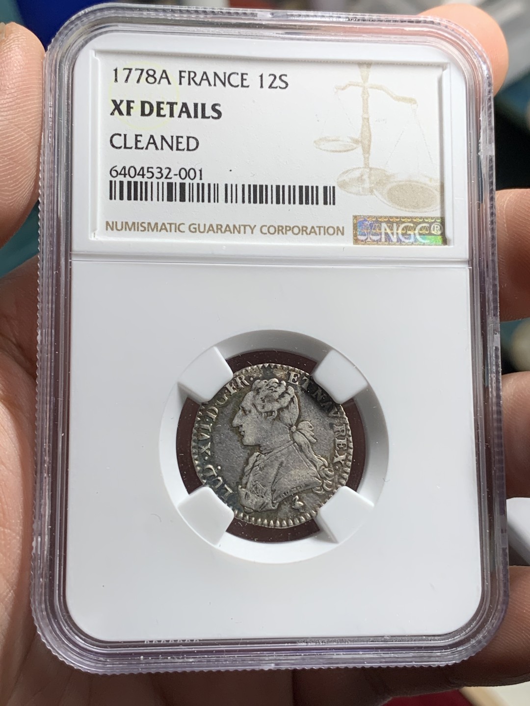 《竞宝斋》第74场-套币裸币专场 本周日，周一，周四.3场连拍（全场不限金额包邮） NGC-XF 法国 1778A年 路易十六 12S 银币 传世包浆 说有洗错杀了