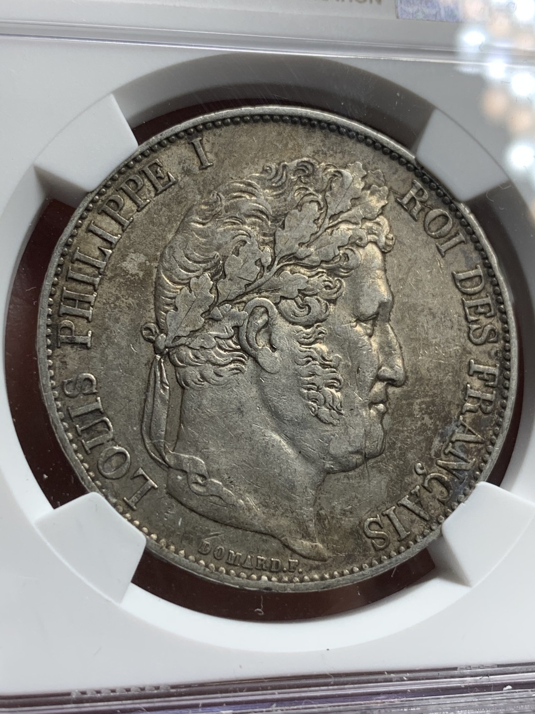 《竞宝斋》第74场-套币裸币专场 本周日，周一，周四.3场连拍（全场不限金额包邮） NGC-XF45 法国 1845-W年 里尔厂 5法郎大银币 好版好品 菲利普有这个分数已经很不错了