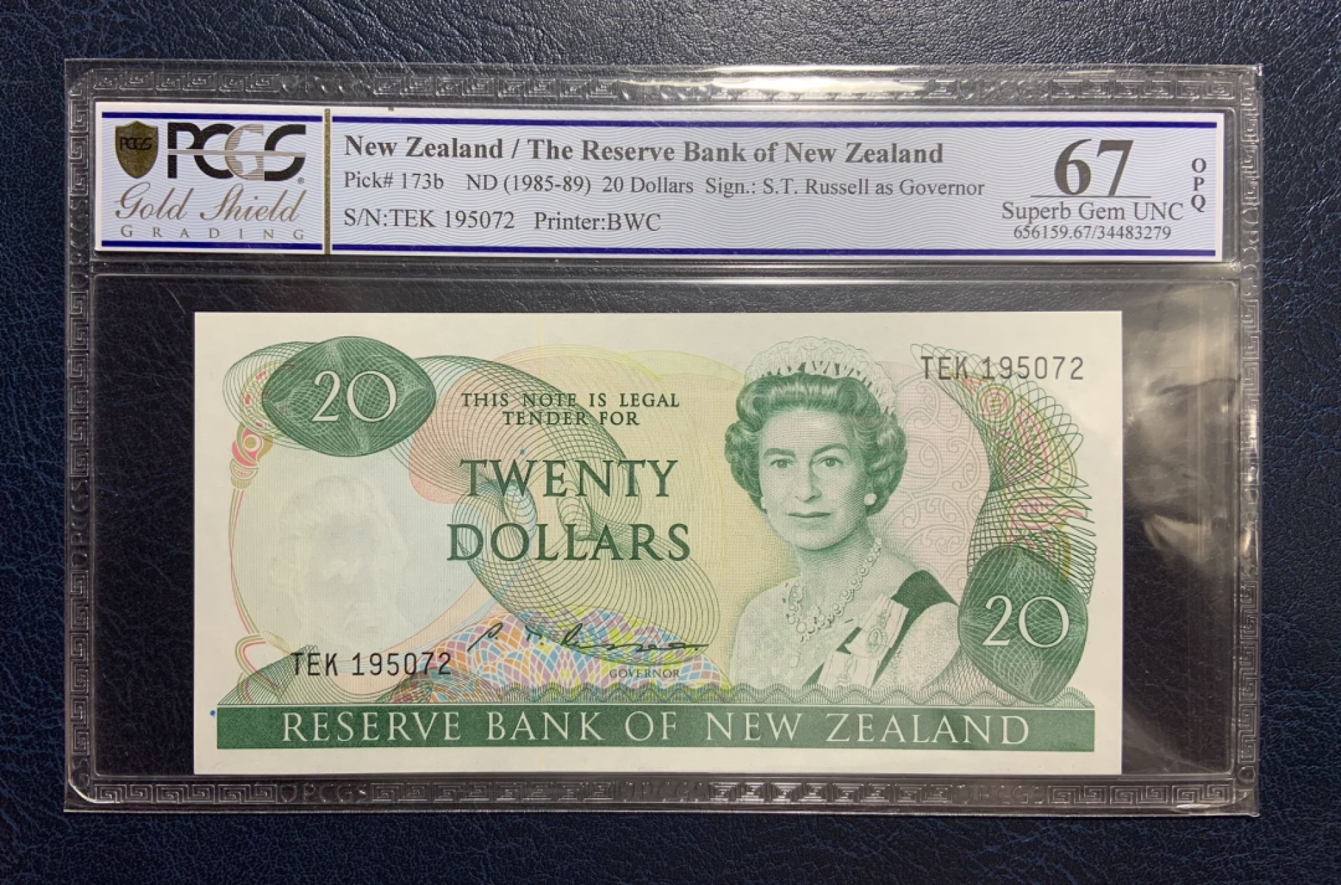 收藏联盟Quantum Auction 第175期拍卖 新西兰1985年20元的 PCGS67 花冠女王 BWC代印