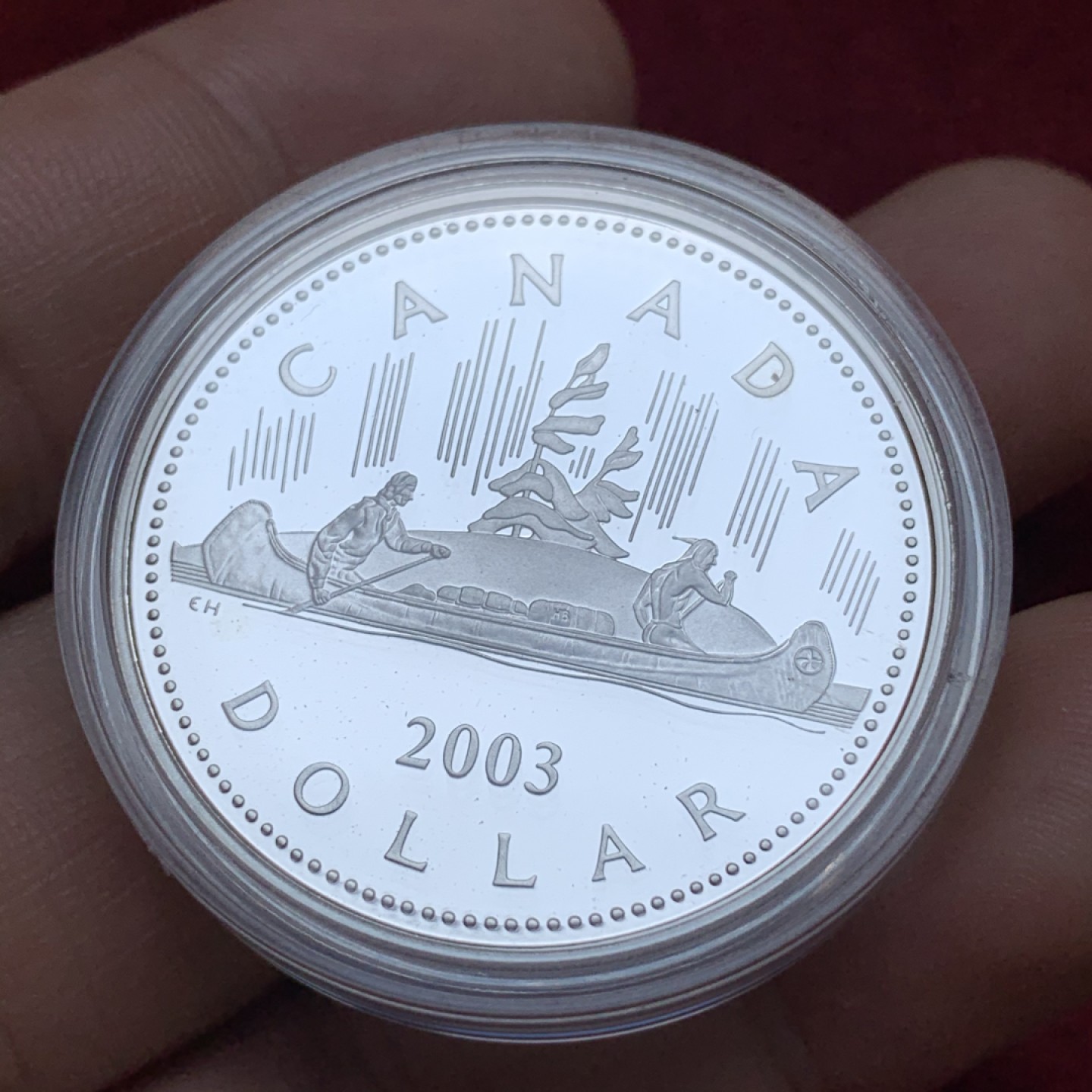 《竞宝斋》第74场-套币裸币专场 本周日，周一，周四.3场连拍（全场不限金额包邮） 加拿大 2003年 一元 女王 登基 高银精制 纪念币  25.17克 9999银