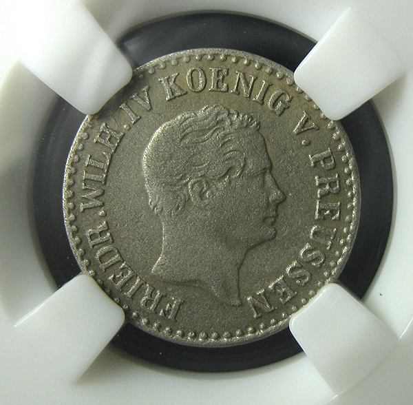 德国普鲁士银币,弗里德里希.威廉四世1852A,1格罗申,规格:18mm,1.9g,中乾评级XF45