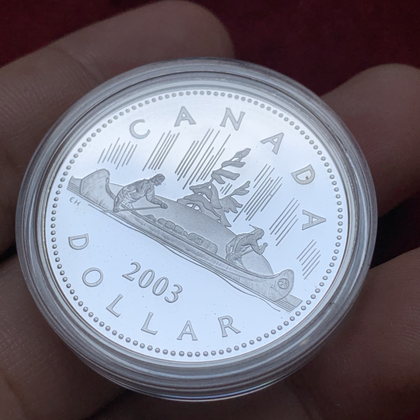 《竞宝斋》第74场-套币裸币专场 本周日，周一，周四.3场连拍（全场不限金额包邮） 加拿大 2003年 一元 女王 登基 高银精制 纪念币  25.17克 9999银