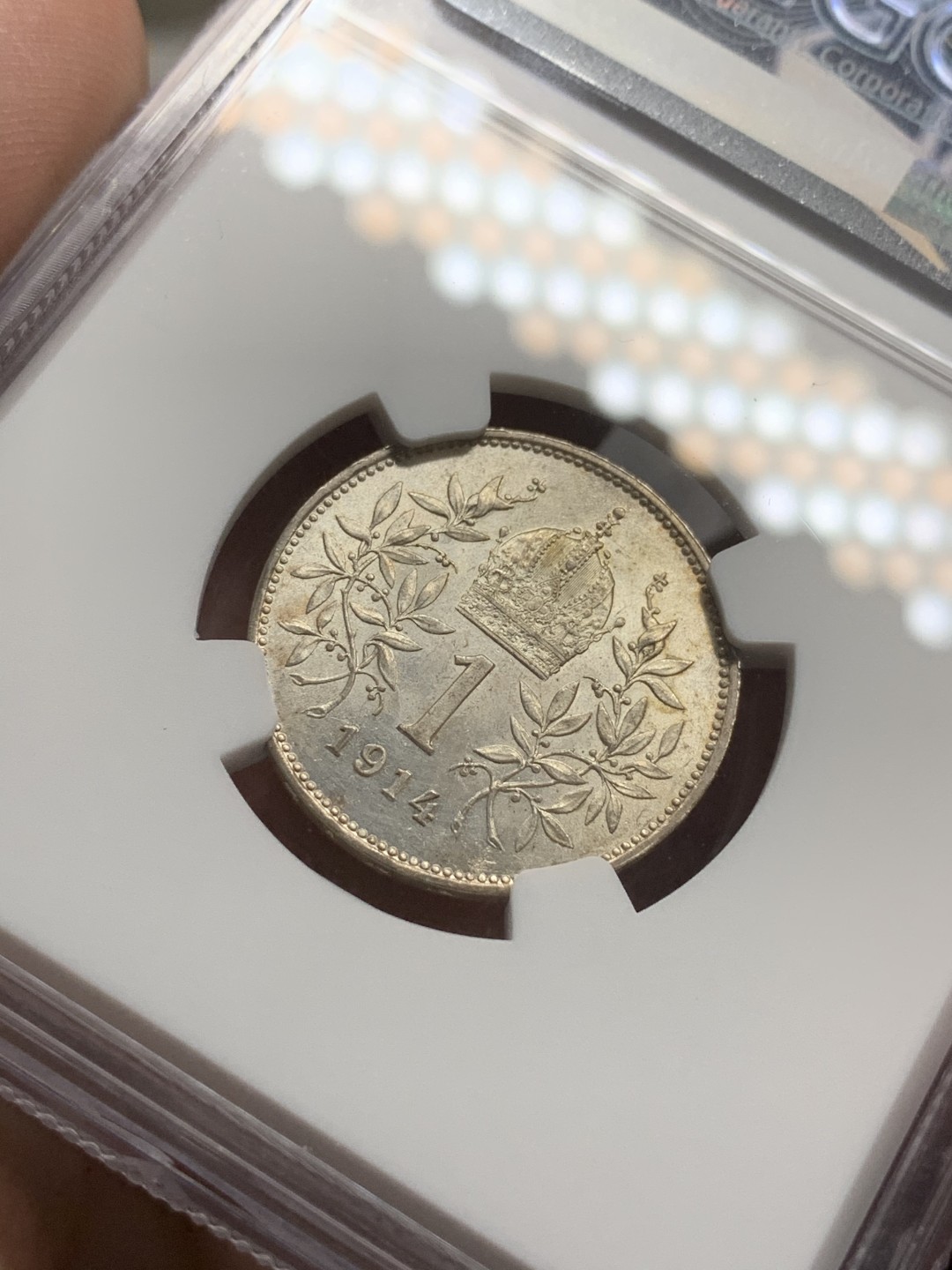 《竞宝斋》第74场-套币裸币专场 本周日，周一，周四.3场连拍（全场不限金额包邮） NGC-MS63 奥地利 1914年 佛兰茨一世 1克朗 银币 顶级原光好品