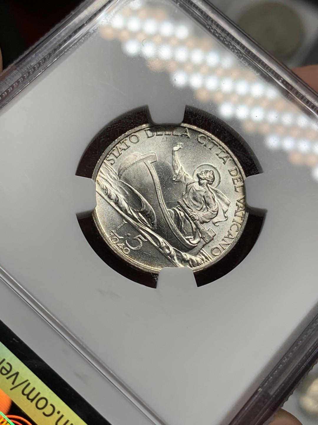 《竞宝斋》第74场-套币裸币专场 本周日，周一，周四.3场连拍（全场不限金额包邮） NGC-MS63 梵蒂冈 1940年 教皇小船5里拉 顶级原光品相