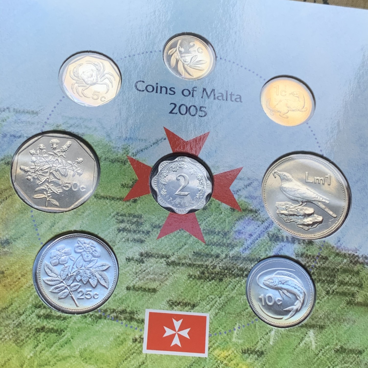 《竞宝斋》第74场-套币裸币专场 本周日，周一，周四.3场连拍（全场不限金额包邮） 卡装 马耳他 2005年 动植物系列不同面值 八枚套 封装套币