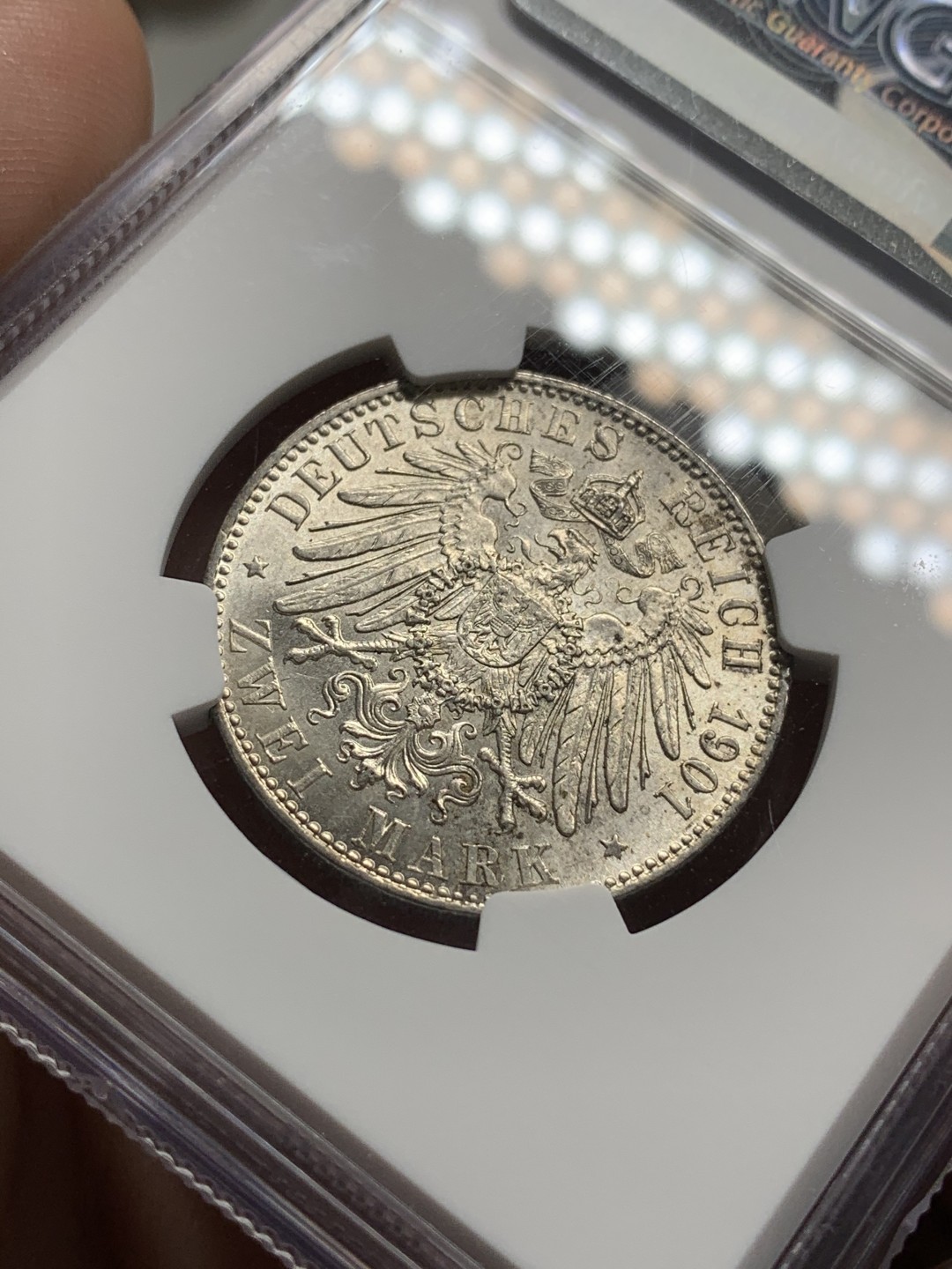 《竞宝斋》第74场-套币裸币专场 本周日，周一，周四.3场连拍（全场不限金额包邮） NGC-MS62 德国普鲁士 1901年 两百周年纪念军装版 2马克 原光银币