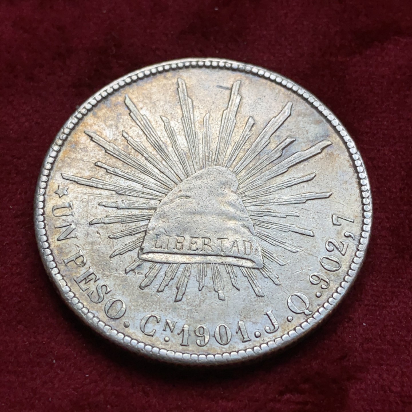 《竞宝斋》第74场-套币裸币专场 本周日，周一，周四.3场连拍（全场不限金额包邮） 墨西哥1901年Cn厂 直边鹰洋 较少见的厂名 全羽好品 淡彩包浆非常难得