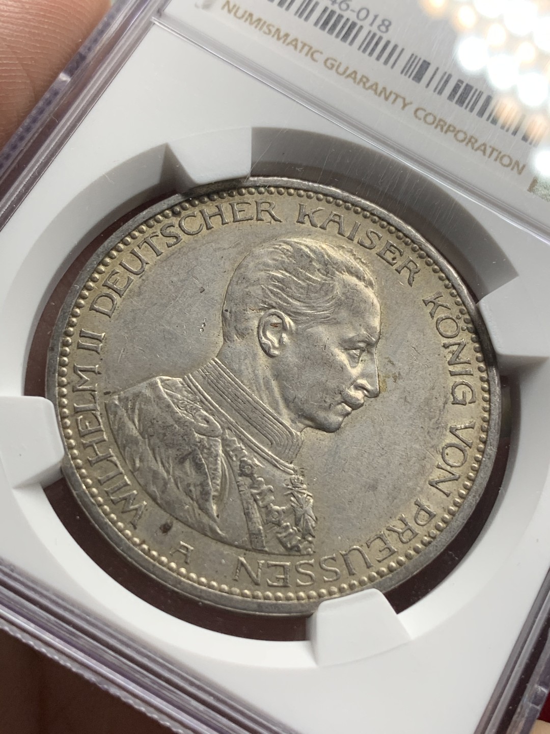 《竞宝斋》第74场-套币裸币专场 本周日，周一，周四.3场连拍（全场不限金额包邮） NGC-AU58 德国普鲁士 1913年 军装版 5马克大银币 底光原味好品