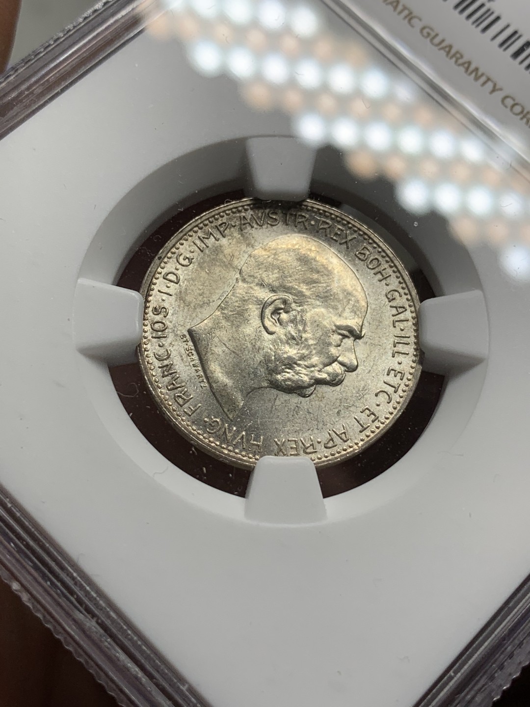《竞宝斋》第74场-套币裸币专场 本周日，周一，周四.3场连拍（全场不限金额包邮） NGC-MS63 奥地利 1914年 佛兰茨一世 1克朗 银币 顶级原光好品