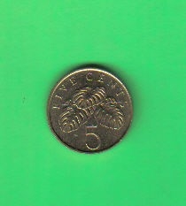 新加坡1985年5分 该版初年份 实物如图 UNC
