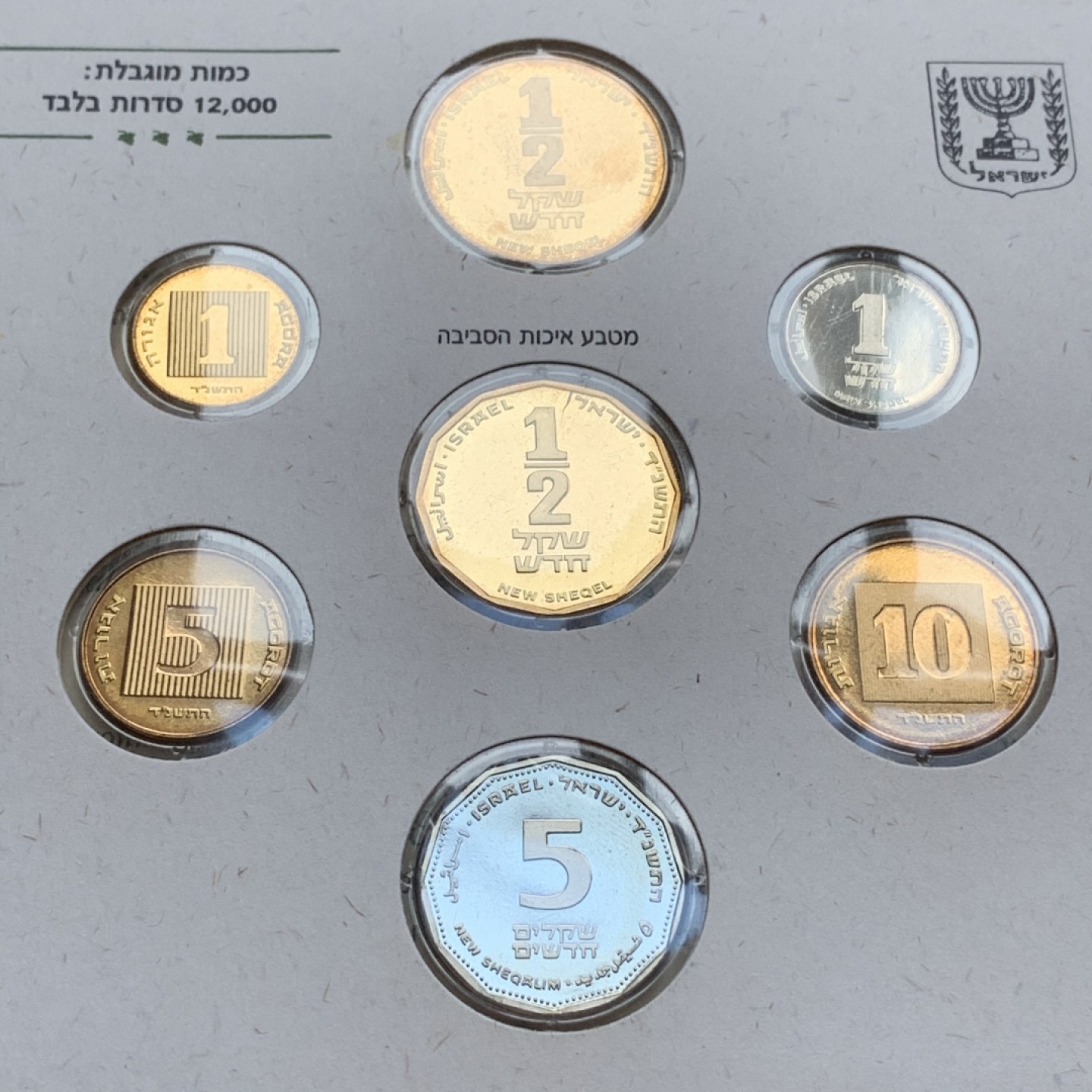 《竞宝斋》第74场-套币裸币专场 本周日，周一，周四.3场连拍（全场不限金额包邮） 卡装 以色列1994年 加厚PIEFORT 七枚套 封装套币 非常少见