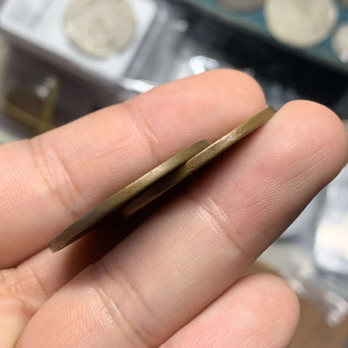 《竞宝斋》第74场-套币裸币专场 本周日，周一，周四.3场连拍（全场不限金额包邮） 光绪 户部 二十文 铜元 一对  32.4mm直径