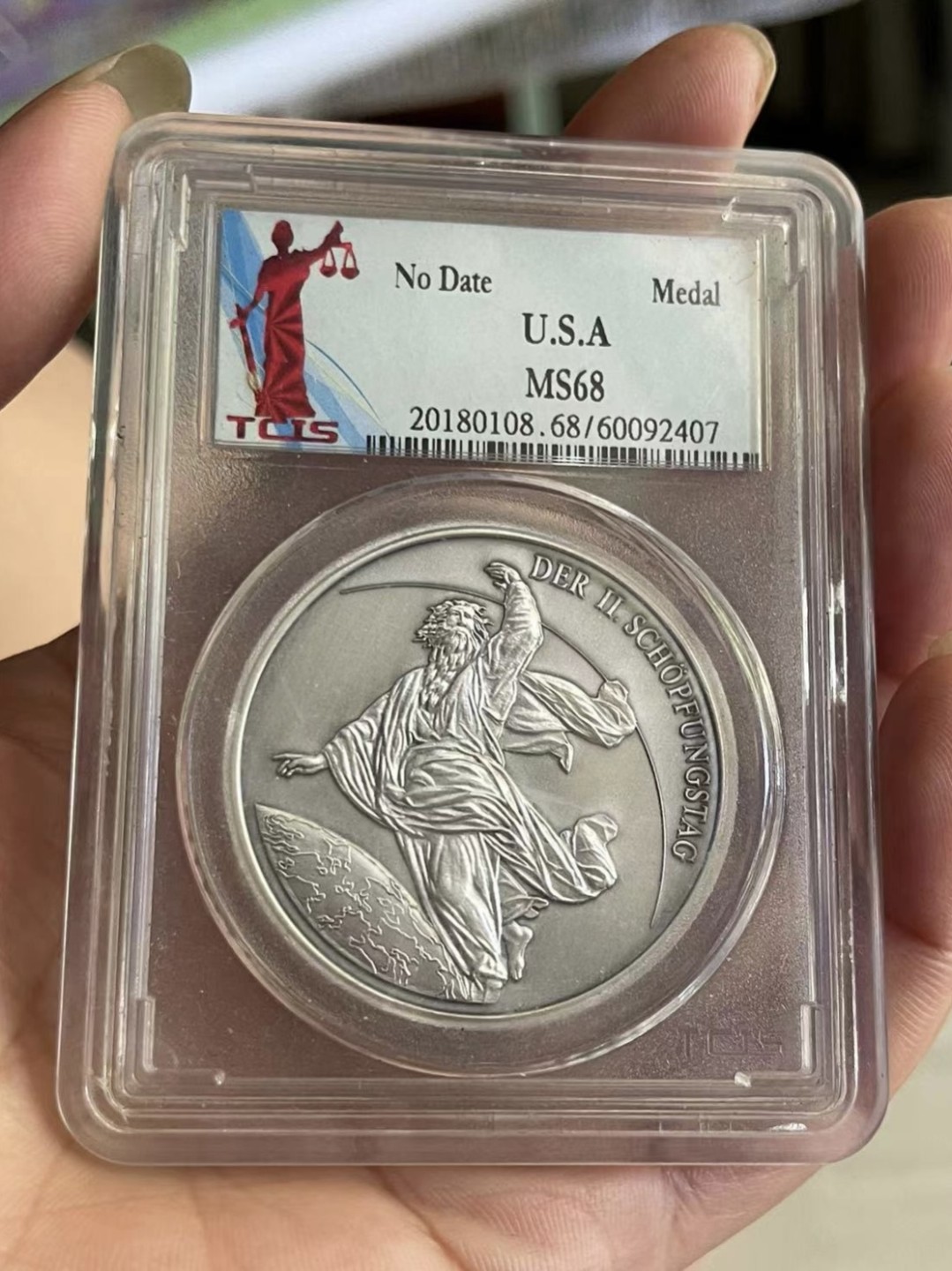 【麦克币章收藏】拍卖第二期 USA 耶和华降世大银章，999纯银，天印早期老盒子，1盎司纯银大银章