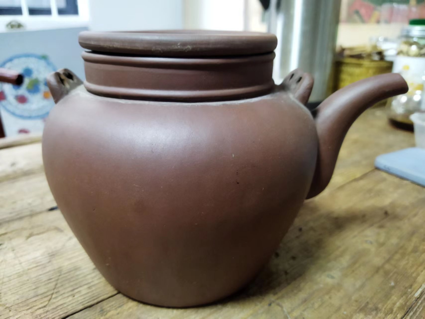 60年代  宜兴 紫砂 茶壶 三号 园壶 许华琴 制 14*20cm 