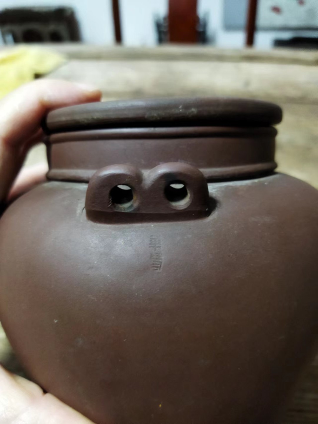 60年代  宜兴 紫砂 茶壶 三号 园壶 许华琴 制 14*20cm 