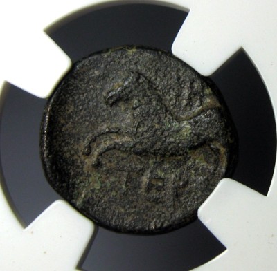 古希腊铜币,宙斯与奔马,皮西迪亚,特梅索斯城,BC61-39,1德拉克马,规格15.8mm, 4.5g,自打标签盒子 - 古希腊铜币,宙斯与奔马,皮西迪亚,特梅索斯城,BC61-39,1德拉克马,规格15.8mm, 4.5g,自打标签盒子
