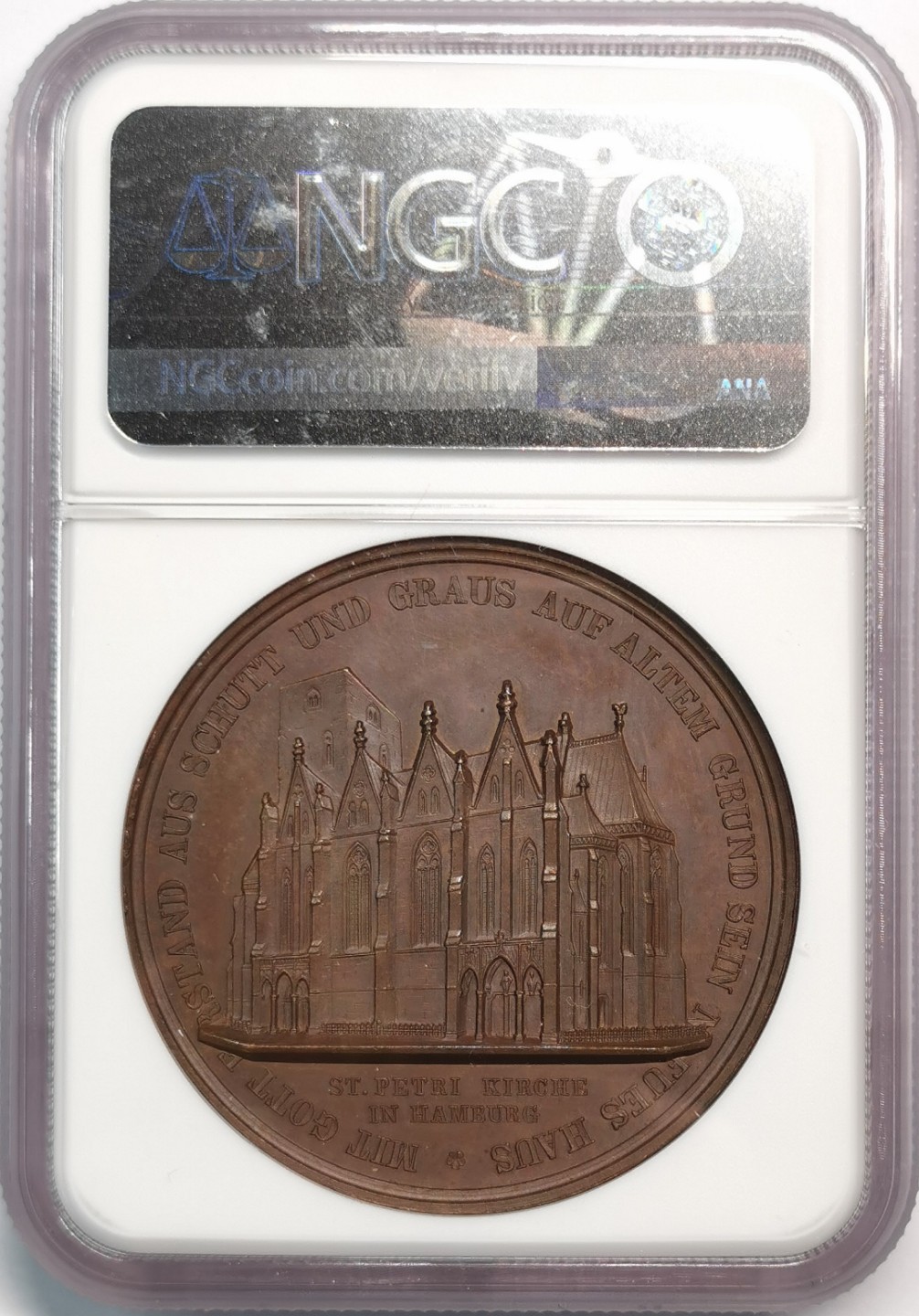 凡希社世界钱币微拍第二百零五期 1849德国圣彼得大教堂纪念铜章NGC-MS65精美建筑名章！
