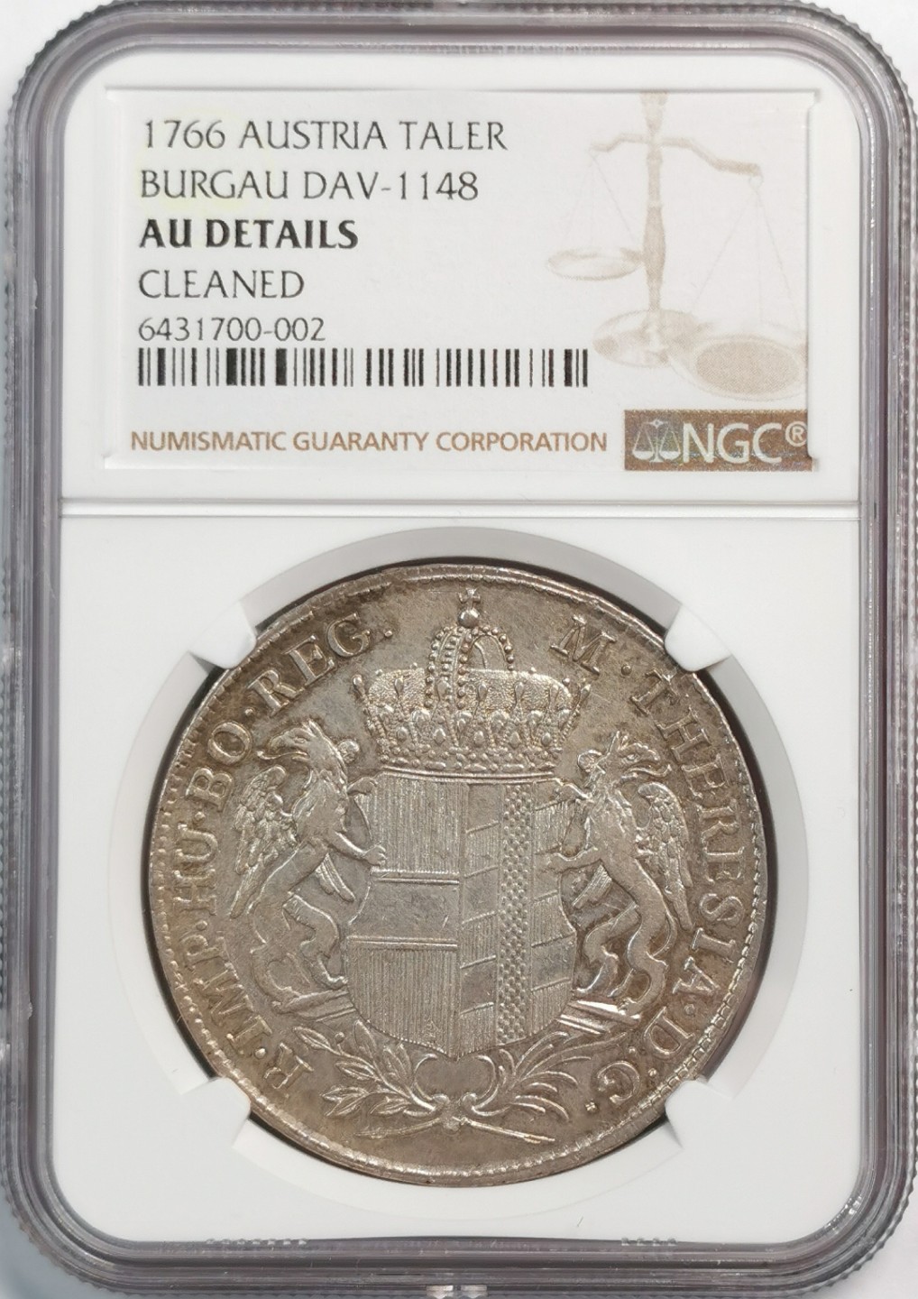 凡希社世界钱币微拍第二百零五期 1766奥地利布尔高泰勒大银NGC-AUD