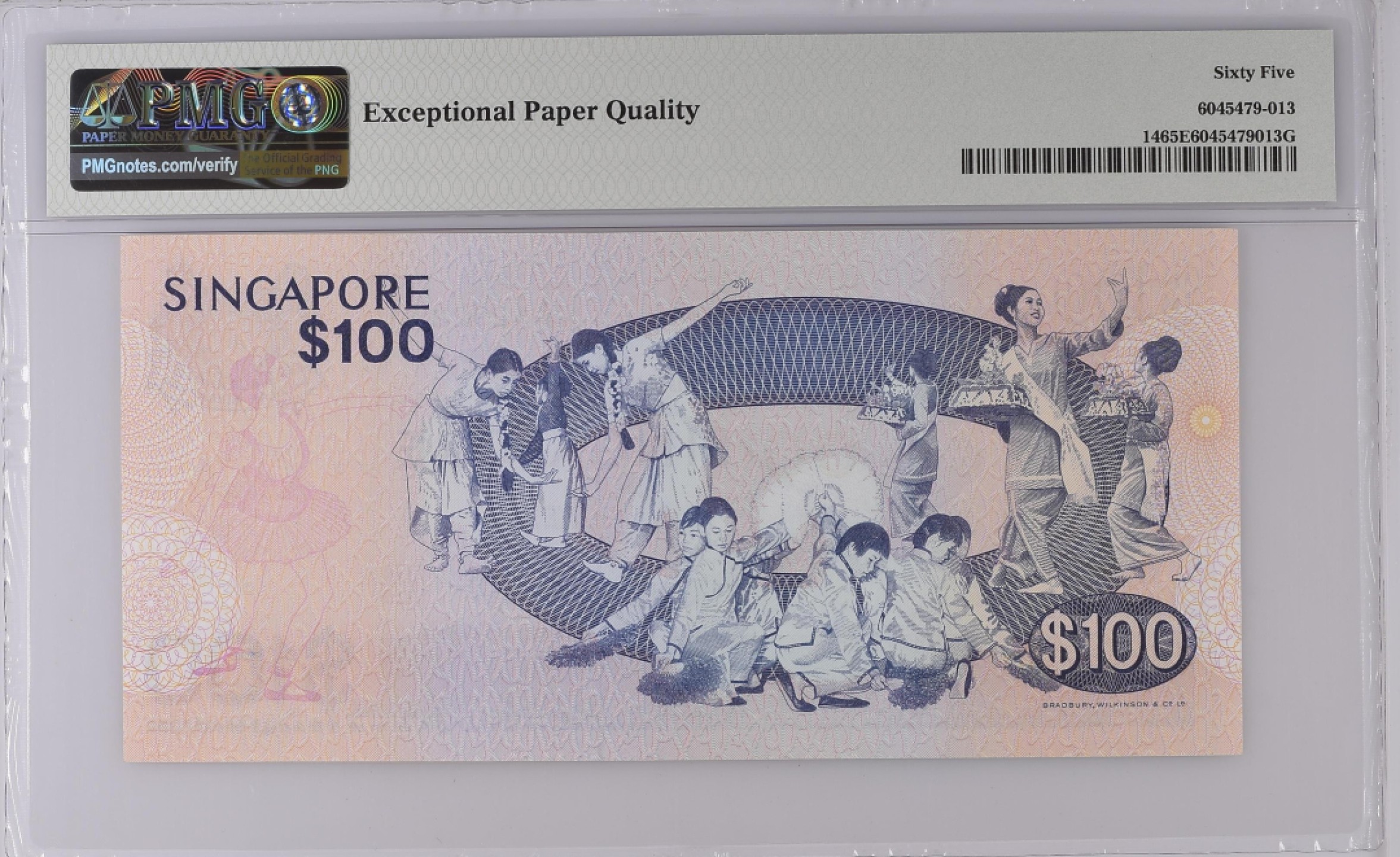 收藏联盟Quantum Auction 第176期拍卖 新加坡1977年100元 PMG65 鸟版 民族舞蹈大团结