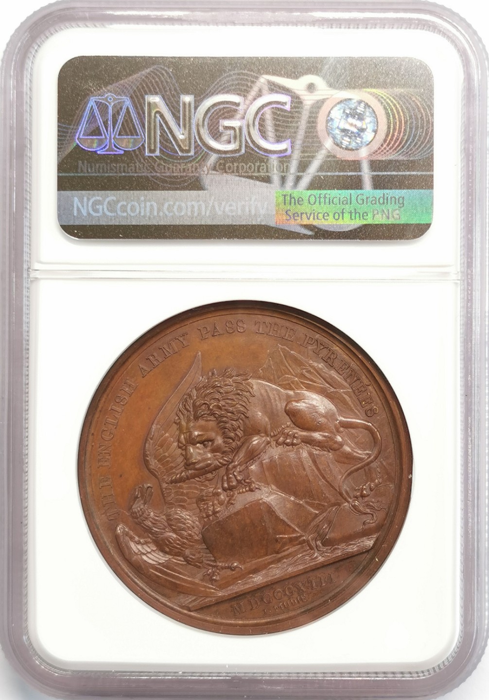 凡希社世界钱币微拍第二百零五期 1820英国威灵顿比利牛斯战役纪念铜章NGC-MS64