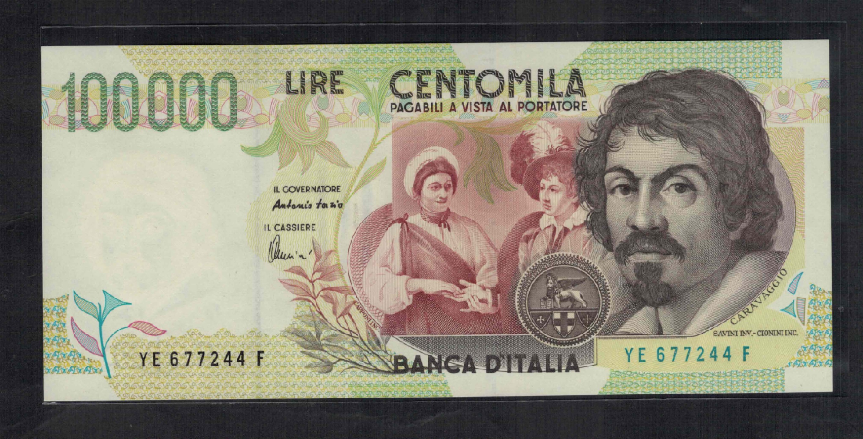 意大利1994年100000里拉 10万里拉 签名如图 P-117b 欧洲纸币 UNC  